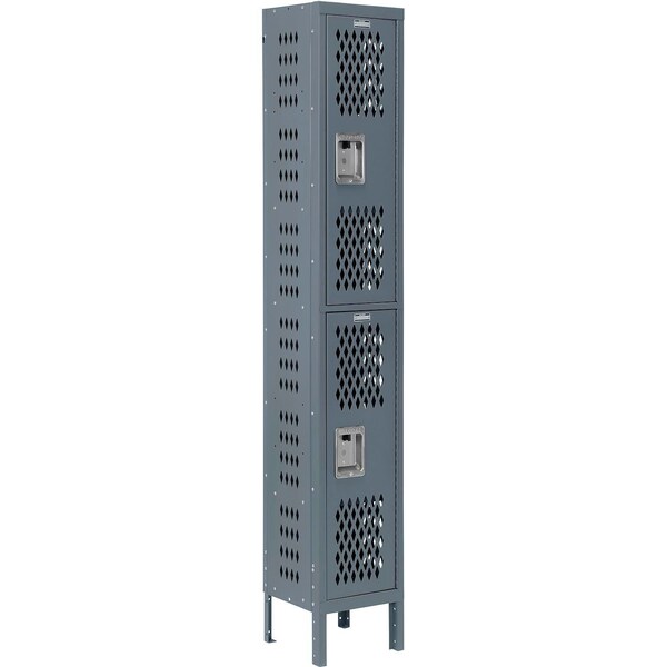 Global Industrial 2-Tier 2 Door Ventilated Locker, 12Wx12Dx36H, Assembled 493246GY